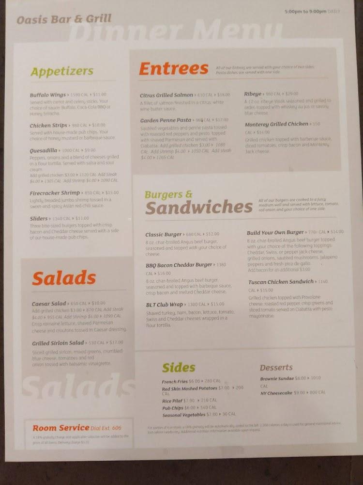 Oasis Bar & Grill Menu image 1